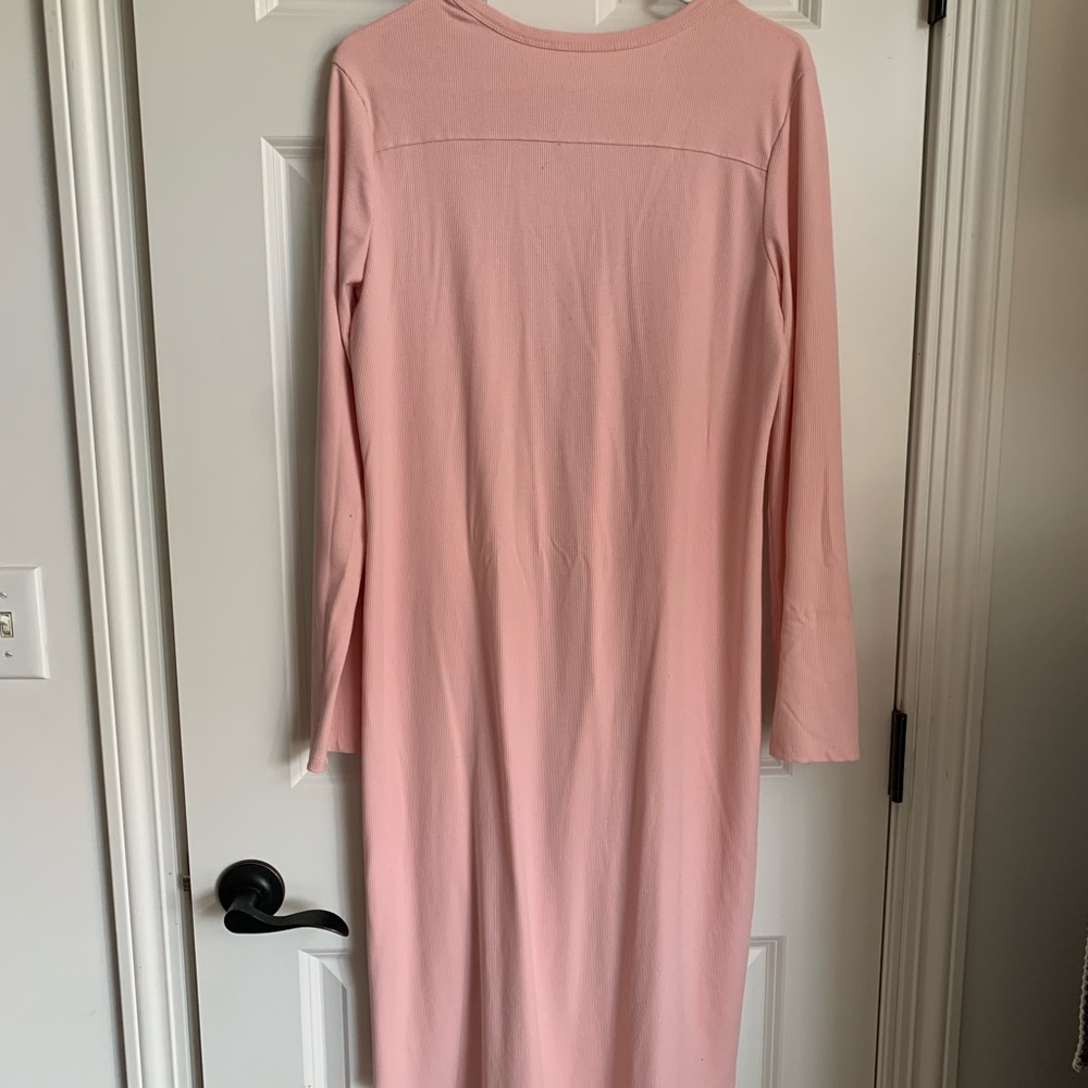 Pink Ribbed Button-Up Cardigan with Pockets - Picture 3 of 5
